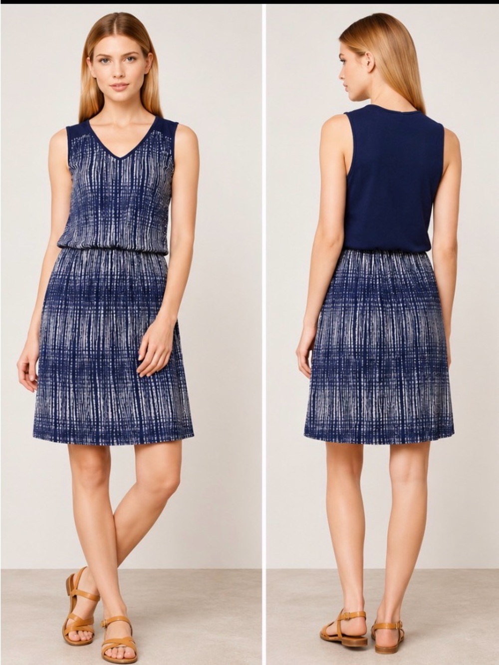 Anthropologie Deletta Janie Navy Pattern Knit Dress